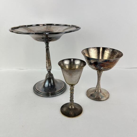 Group of Silverplate Goblets and Compote Dish - Picture 1 of 10